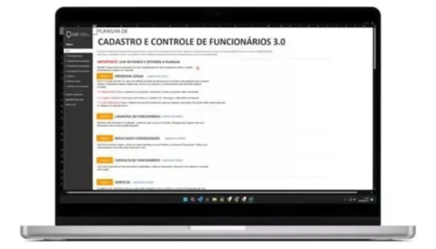 Planilha De Cadastro E Controle De Funcionários