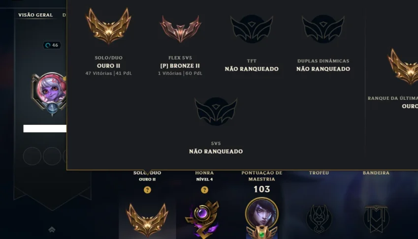 Ouro 2 com 60 Champs e 21 Skins ( MAIN ADC )