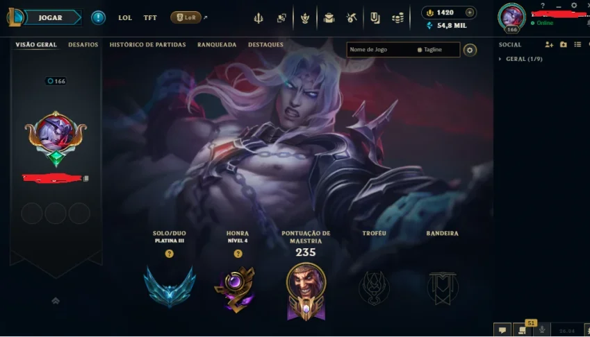 Vendo Conta Viego Skin Exaltada E Skins Prestigio Zed/Sett/K