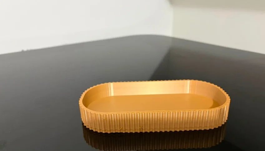 Bandeja Oval Canelada 3D Mostarda