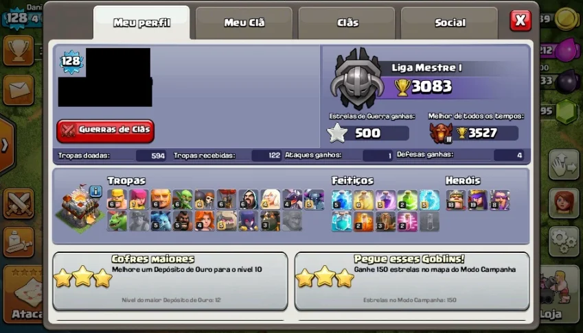 Conta Crash of Clans CV11 Avançado