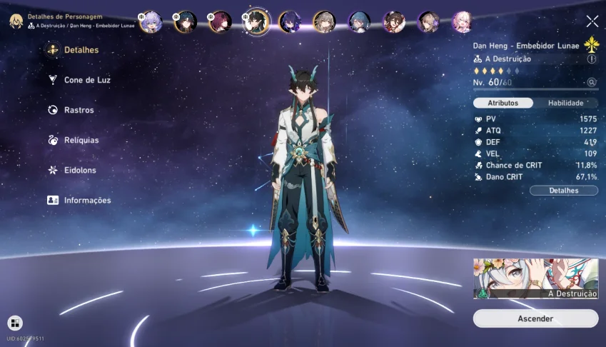 Conta Honkai Star Rail Blade/Kafka/Dan Heng/Seele/Bailu
