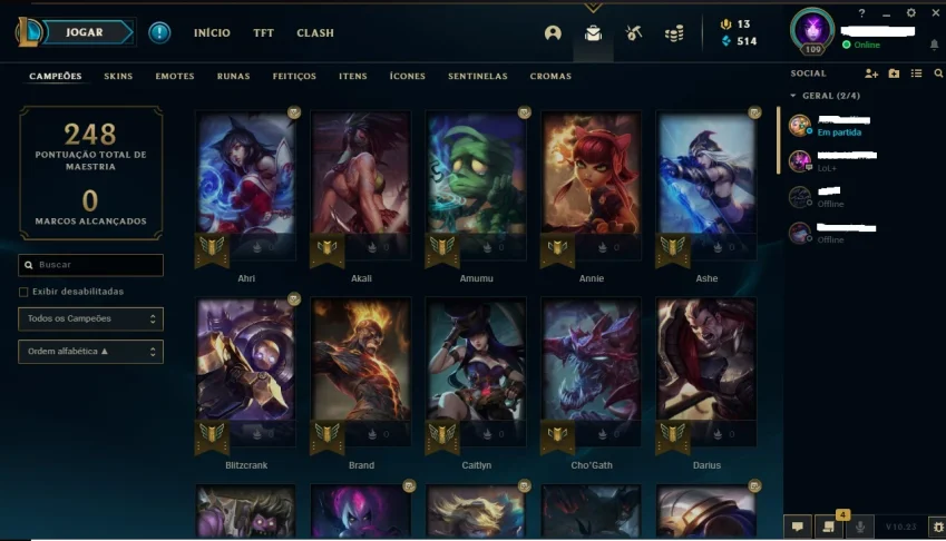 CONTA LOL 🌟 OURO 3 🌟 38 SKINS 🌟 68CAMPEOES