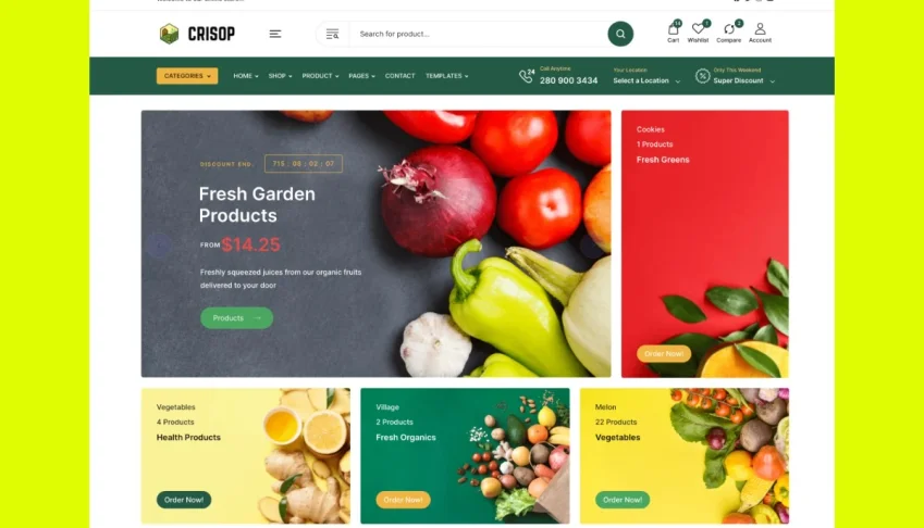 Tema Wordpress CRISOP: O Melhor Para Mercados e Alimentos