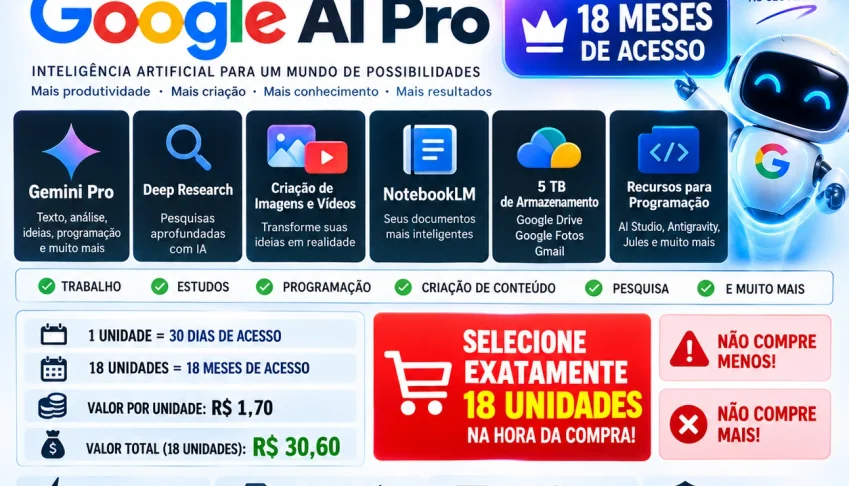 Gemini Pro 30 dias Leia descrição (5TB Drive)