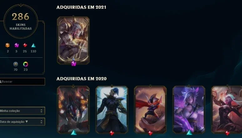 286 SKINS - ouro 2 (season 10), platina III (season 9)