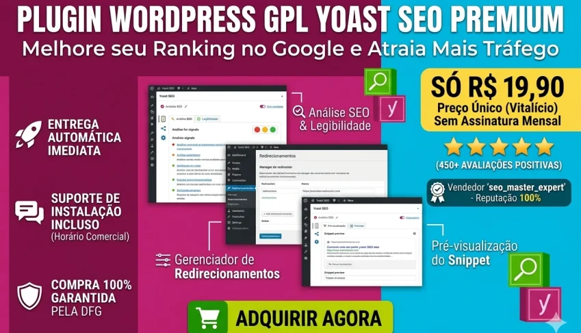Pacote Yoast Seo Premium + 4 Add-Ons (O Arsenal Completo)