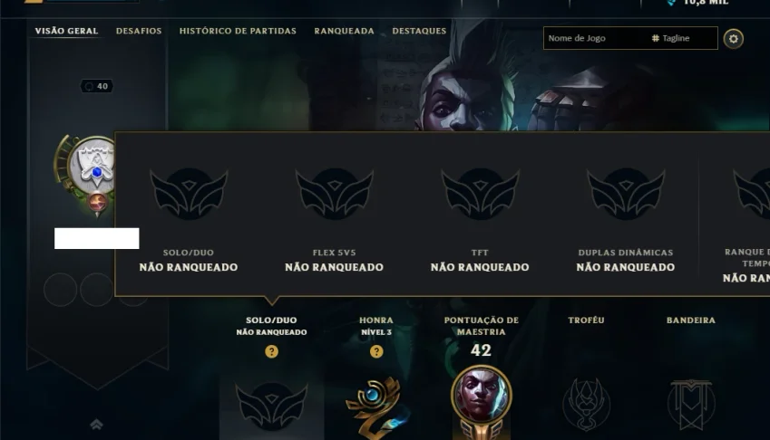 Unranked com 60 Champs e 22 Skins