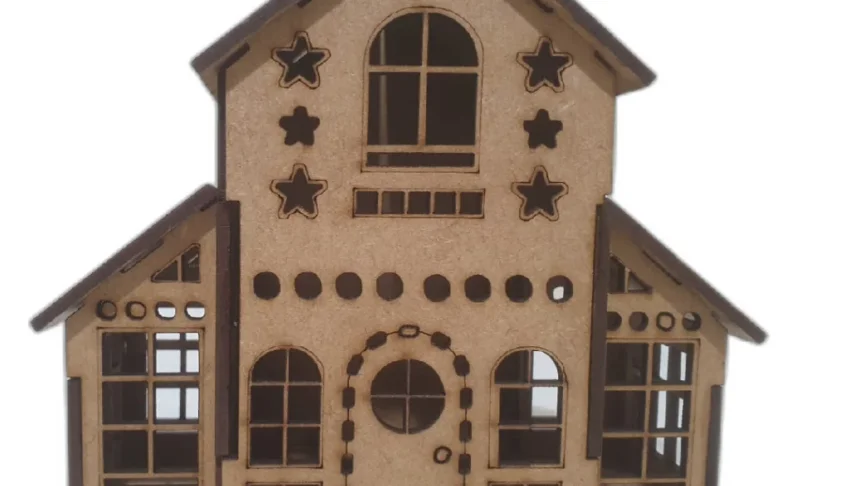 Mini Casinha MDF modelo com 02 sacada, diorama 14x15