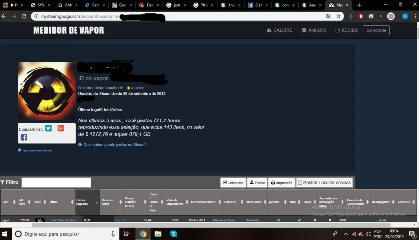 Conta steam com 143 itens + 06 anos avaliada em 5000 reais