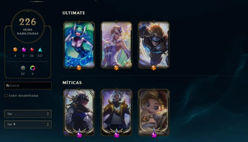 Conta do league of legends (com 226 skins)