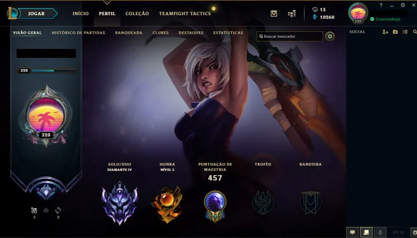 Conta Diamante 4/128 campeões/74 skins/nunca levou ban