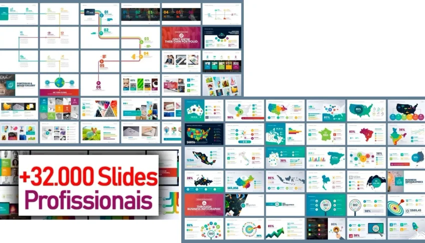 +32.000 Slides Comerciais Editáveis + Mockups - Power Point