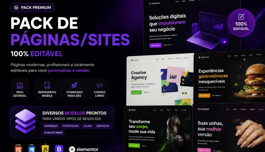 Pack 100% Editavel de Páginas/sites Prontos