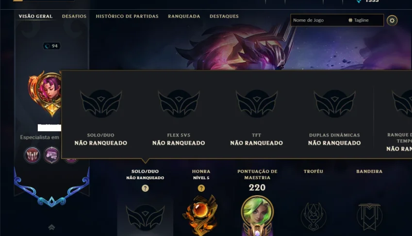 Unranked com 140 Champs e 33 Skins ( ADC / MID )