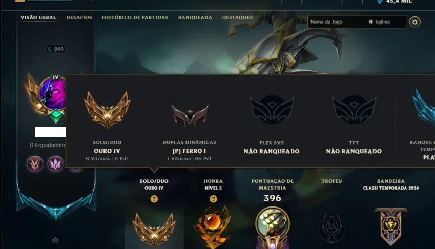 Ouro 4 com TODOS os Champs e 134 Skins ( MAIN JG )