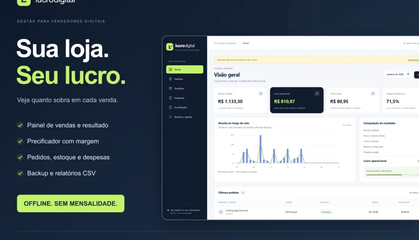 Lucro Digital: Vendas, Estoque e Lucro Sem Mensalidade