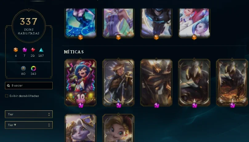 Conta lol com vários conteúdos