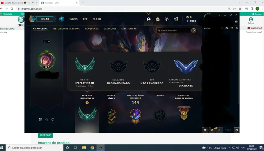 Conta lol MMR alto
