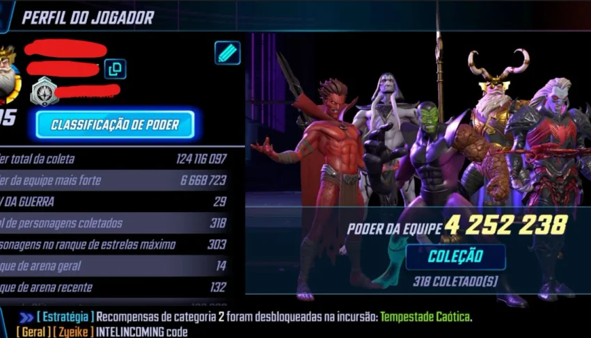 Conta MFS Marvel Strike force Late game