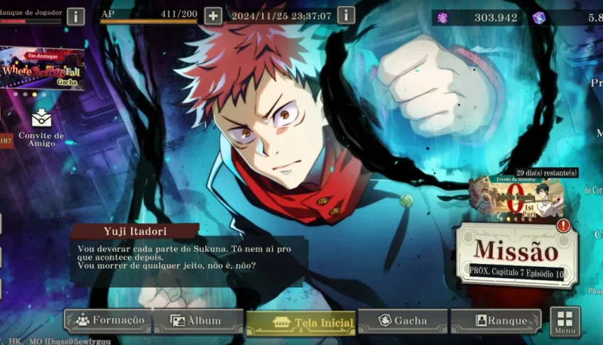 Conta do Jujutsu Kaisen Mobile LEV 22