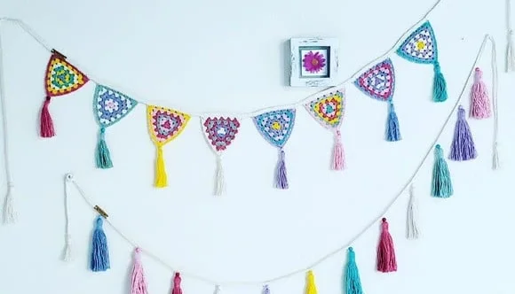 Kit Decoração Varal de Bandeirinhas + Varal de Tassels