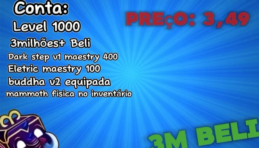 Conta Blox Fruits Lvl 1000+Mammoth Física+Buddha V2 Equipada