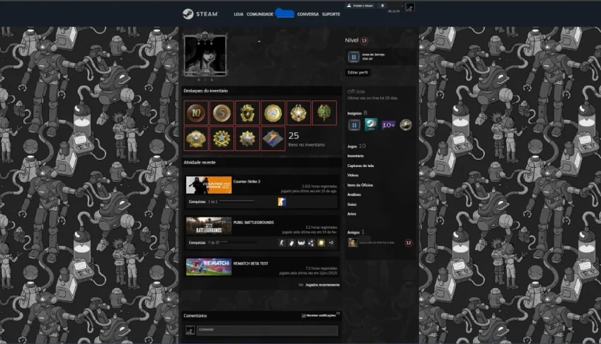 Conta Steam com 11 anos e CS2 prime - lvl 13 GC