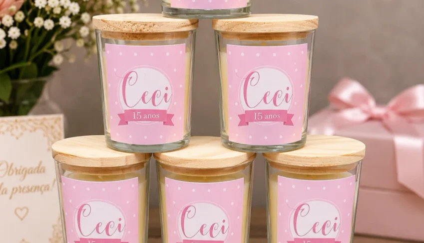Vela Aromática Personalizada 15 anos 70g
