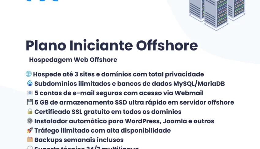 Plano Iniciante Offshore a Partir de R$8/mês