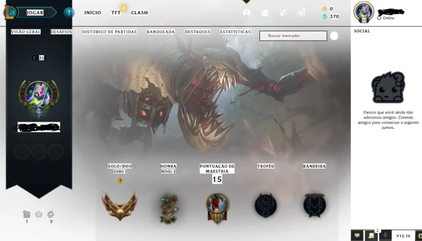 LOL CONTA COM MMR ALTOOO COM SKIN LENDÁRIA