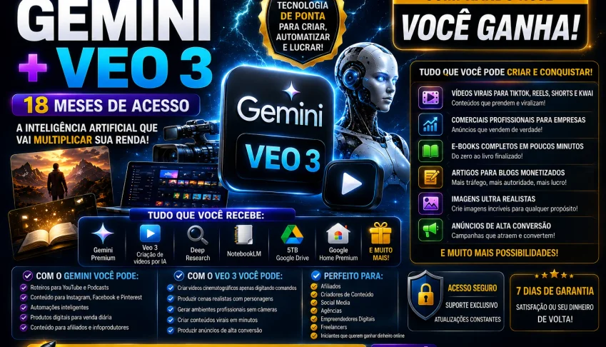 Gemini Veo 3 | 18 Meses + 5TB | Garantia 30 Dias