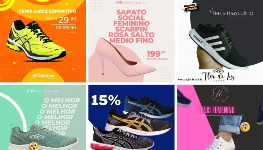 Pack Artes Canva Calçados - 50 Temas Editáveis