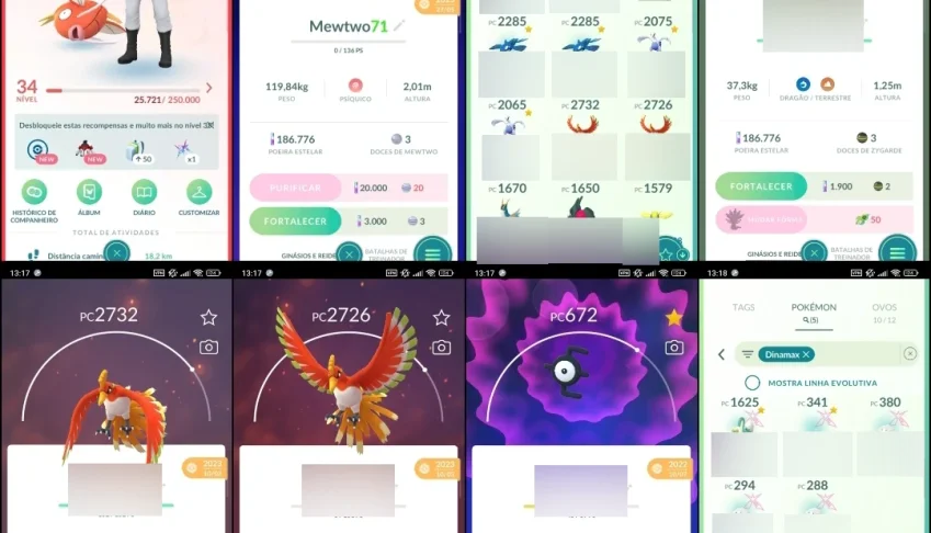 Lvl 34 | 13 Lendários 🐉 | Mewtwo + Ho-Oh + Lugia 🔥 | E100