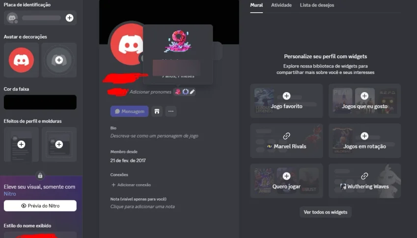 Conta discord 2017 fev, com insignia de carvalho 9 anos