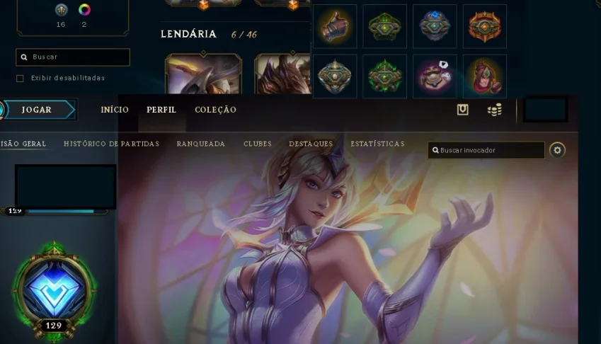 Conta de lol level 130, gold 5 na temporada passada