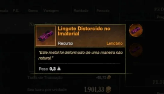 Lingote Distorcido no Imaterial New World Recurso Craft