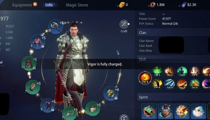 Mir4 Lvl 49 pronto para minerar Vale Oculto da Serpente