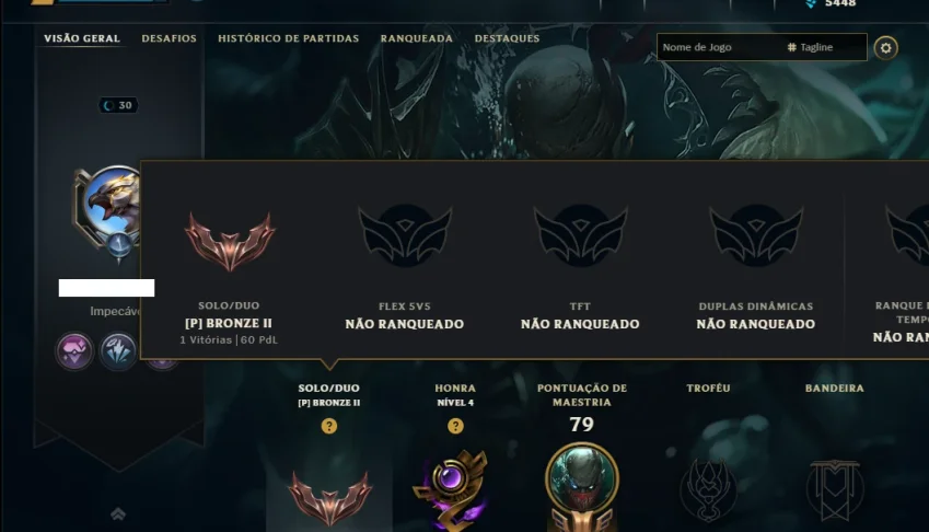 Bronze 2 com 75 Champs e 7 Skins