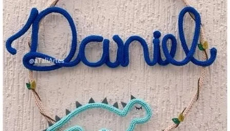 Porta Maternidade Dino Personalizado em Tricotin