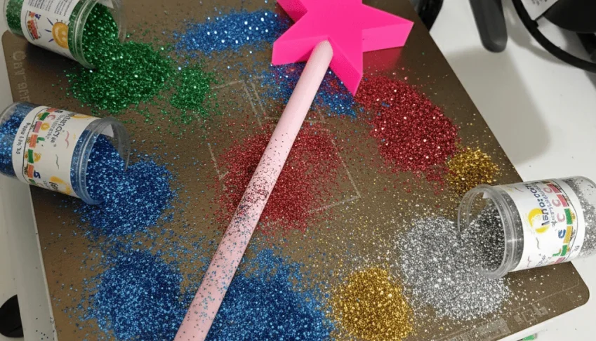 Varinha Estrela 3D 30cm com Purpurina
