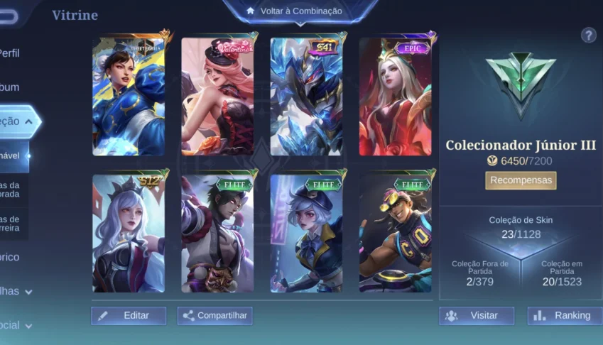 💫Conta Mobile Legends Com Skin Streeth Fighter Da Guine