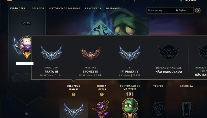 Prata 3 com 65 Champs e 8 Skins