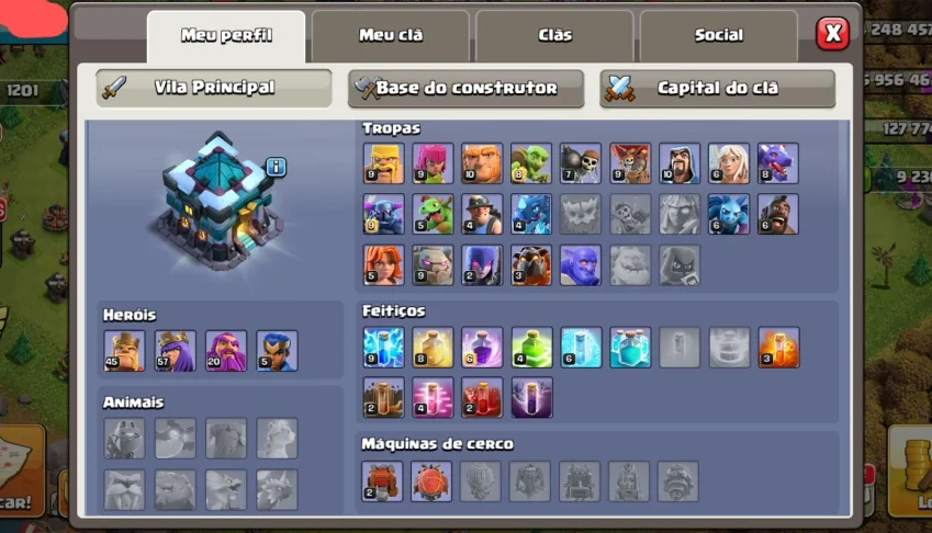 Clash of clans cv13 quase full +9200 gemas