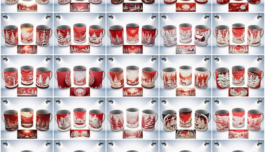 Artes 3D para Caneca com Mockup´s - Natalinas