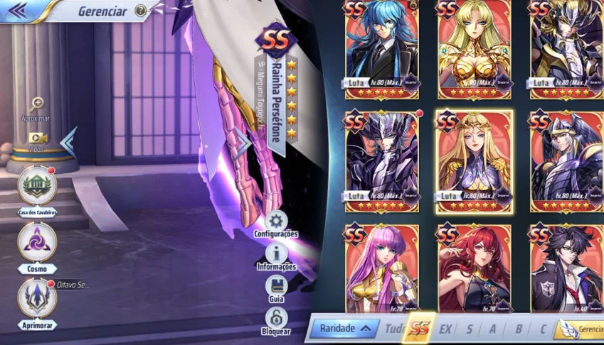 Saint Seiya Awakening: KOTZ lvl 70 com todos os SS