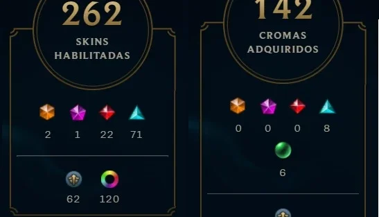 acc lol all champ 262 skins 142 cromas g2