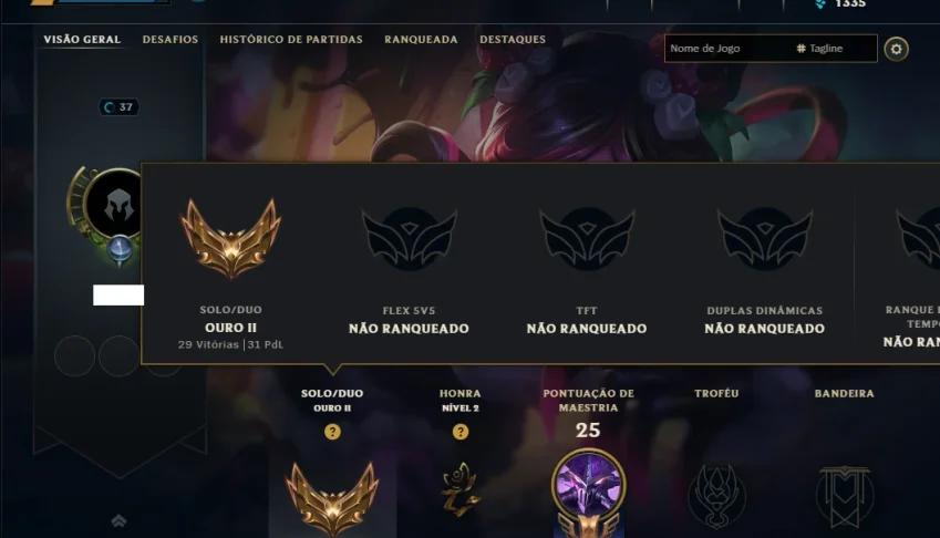 Ouro 2 com 40 Champs e 5 Skins