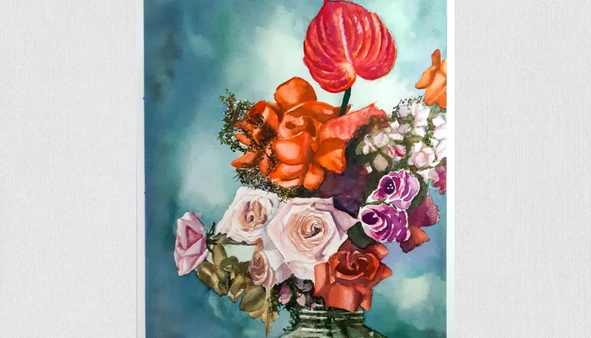 Aquarela Original Flores A3 - Sem Moldura