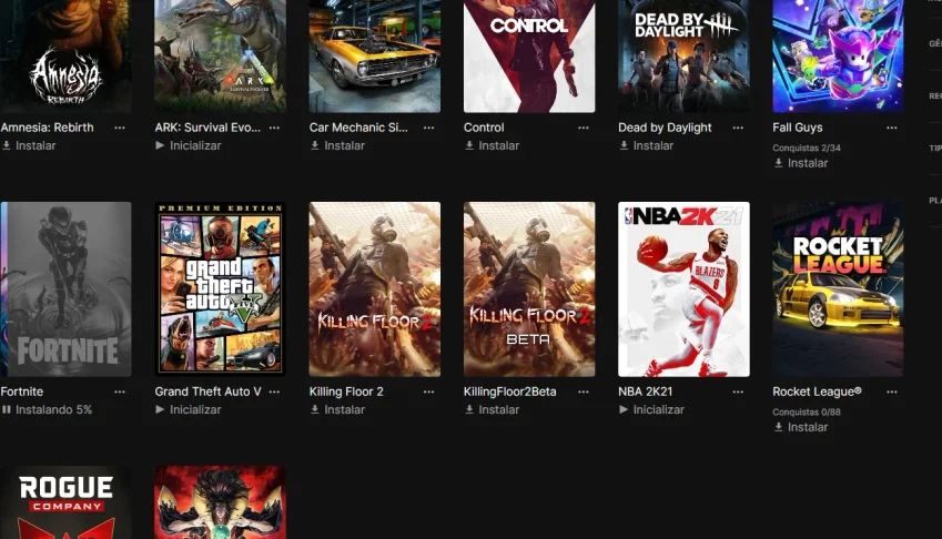CONTA NA EPIC GAMES COM VARIOS JOGOS E SKINS NO FORTNITE